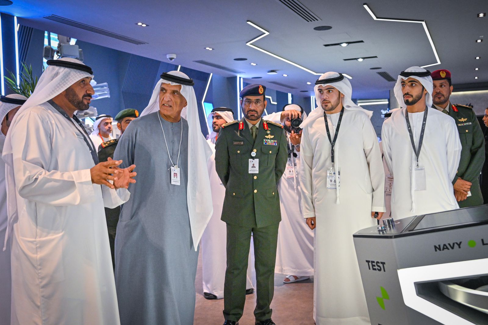 His Highness Sheikh Saud bin Saqr Al Qasimi at Tawazun Council Chalet at IDEX 2023